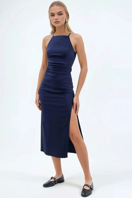 Halter Neck Midiklänning med Slits - Image 1