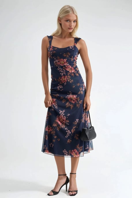 Bloemen Maxi Jurk met Hartkraag - Image 1