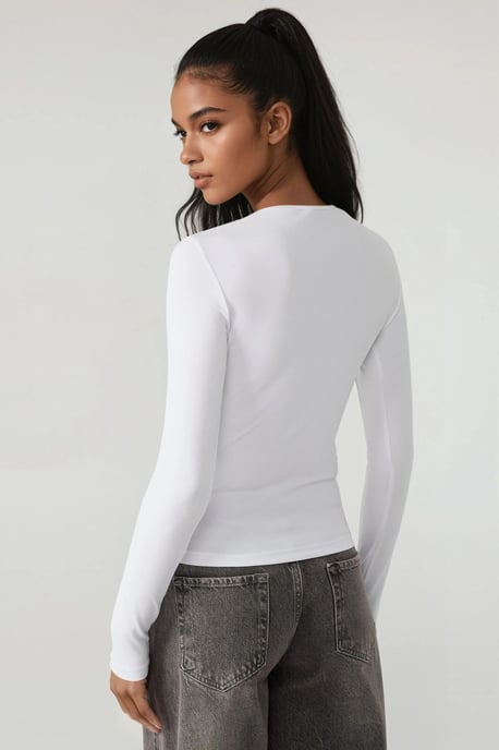 Långärmad T-shirt med rund hals - Image 3