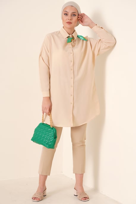 Lange Poplin Shirt met Knoopsluiting - Image 3