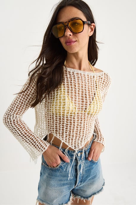 Fleurige Halter Nek Textuur Cropped Blouse - Image 2