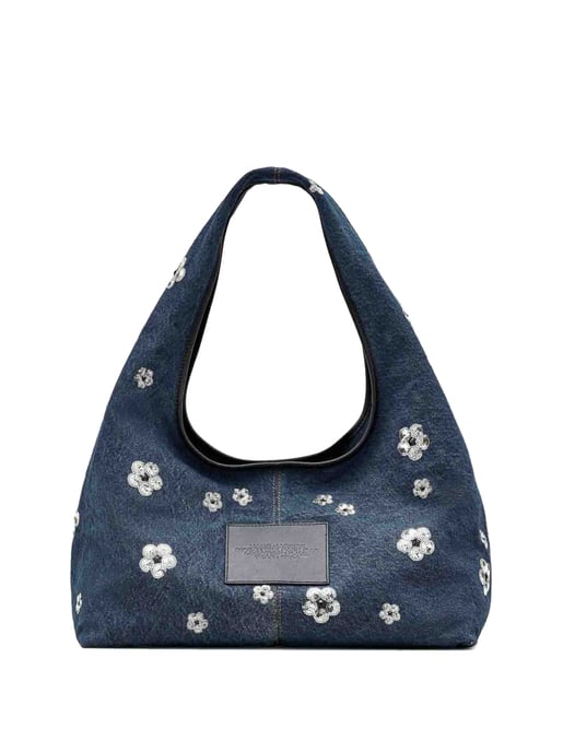 De Sequin Daisy Denim Sack Bag - Image 2