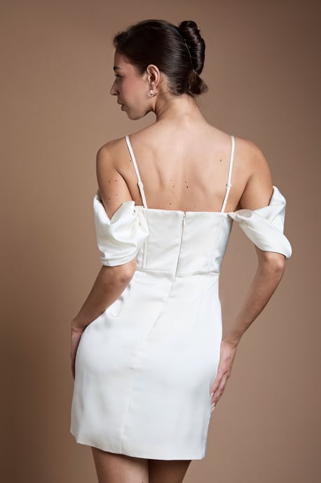 Satin Corset Mini Wedding Dress - Image 3