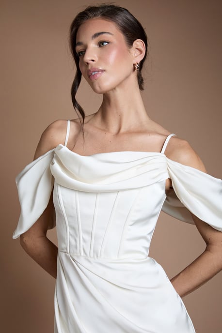 Satin Corset Mini Wedding Dress - Image 4