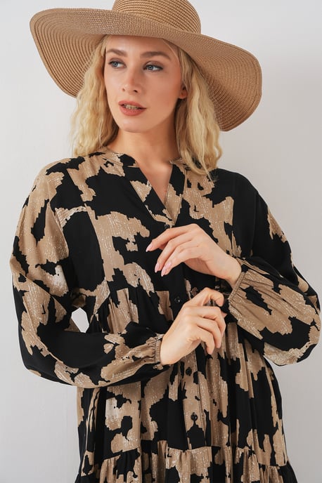 Geprinte V-hals Maxi Jurk - Image 3