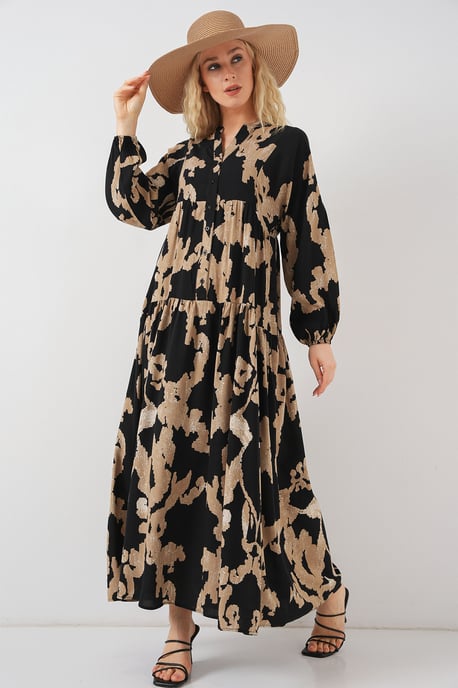 Geprinte V-hals Maxi Jurk - Image 4