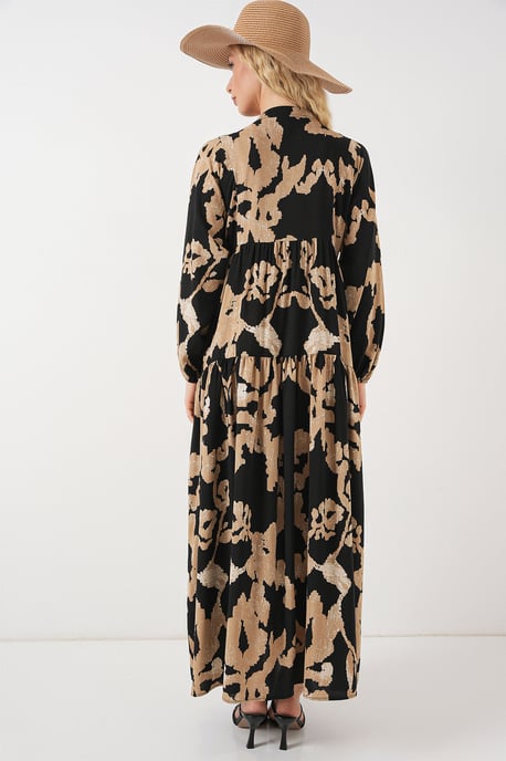 Geprinte V-hals Maxi Jurk - Image 6