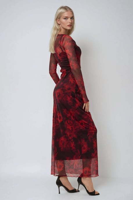 Bloemenprint Bodycon Maxi Mesh Jurk - Image 2