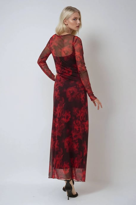 Bloemenprint Bodycon Maxi Mesh Jurk - Image 5