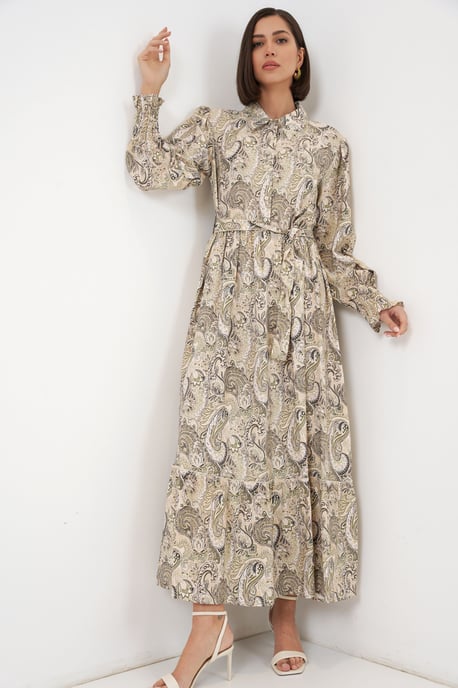 Maxi Shirtjurk met Paisleyprint en Riem - Image 1