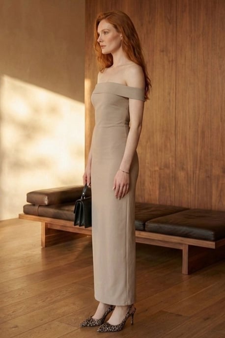 Off-shoulder bodycon maxi jurk met split - Image 2