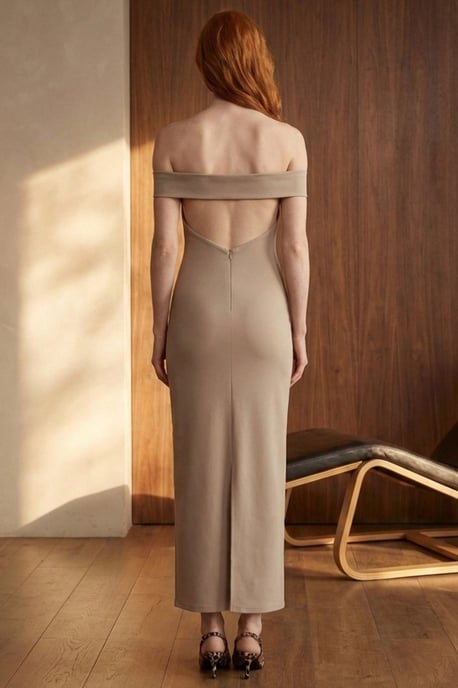 Off-shoulder bodycon maxi jurk met split - Image 3