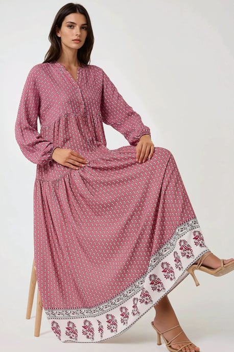 Printed V-Neck Maxi Dress - Image 1