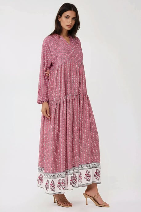 Printed V-Neck Maxi Dress - Image 3