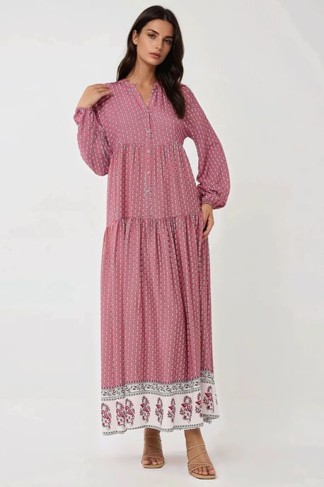 Printed V-Neck Maxi Dress - Image 4