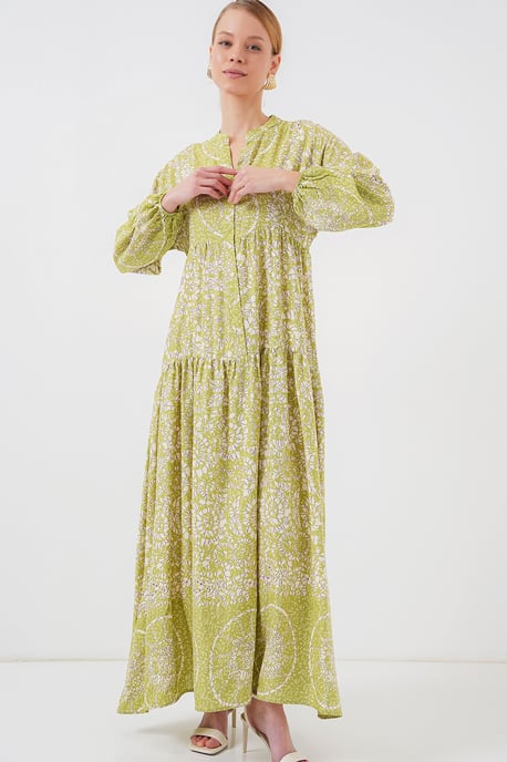 Geprinte V-hals Maxi Jurk - Image 4