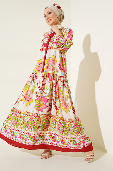Geprinte V-hals Maxi-jurk - Image 3