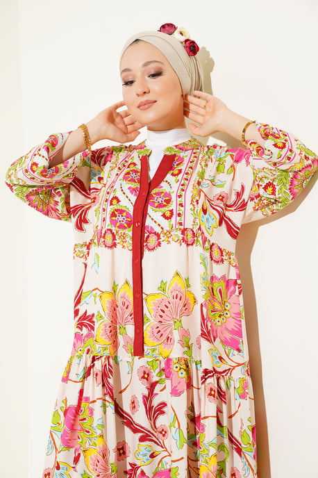 Geprinte V-hals Maxi-jurk - Image 4