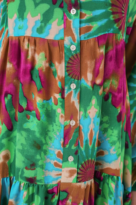Geprinte V-hals Maxi-jurk met knoopsluiting - Image 5