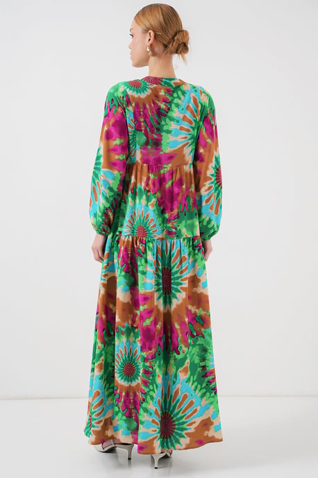 Geprinte V-hals Maxi-jurk met knoopsluiting - Image 6