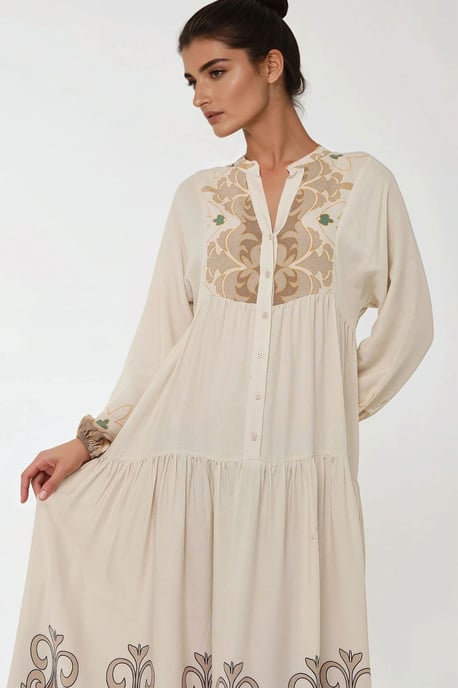 Printed Long Sleeve Viscose Maxi Dress - Image 2