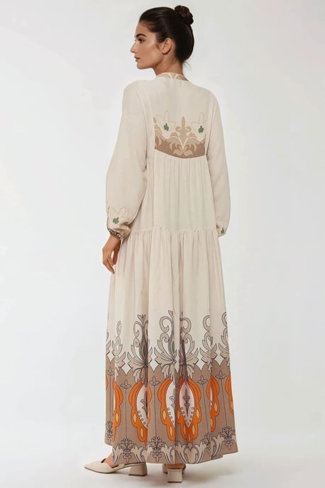 Printed Long Sleeve Viscose Maxi Dress - Image 3