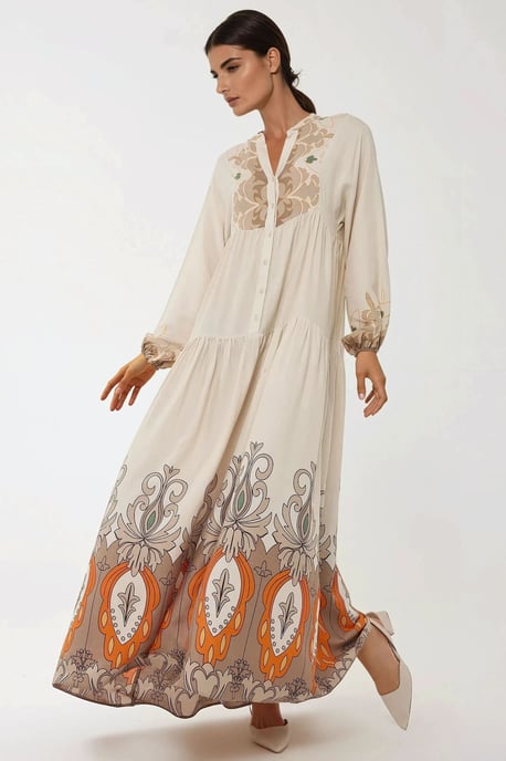 Printed Long Sleeve Viscose Maxi Dress - Image 4