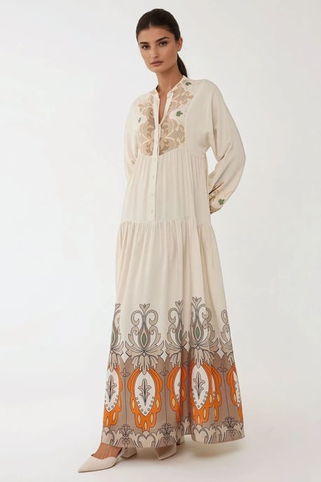 Printed Long Sleeve Viscose Maxi Dress - Image 6