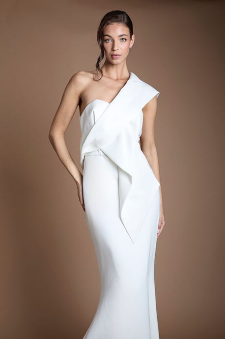 Twist Bow Back Fishtail Wedding Dress - Image 2
