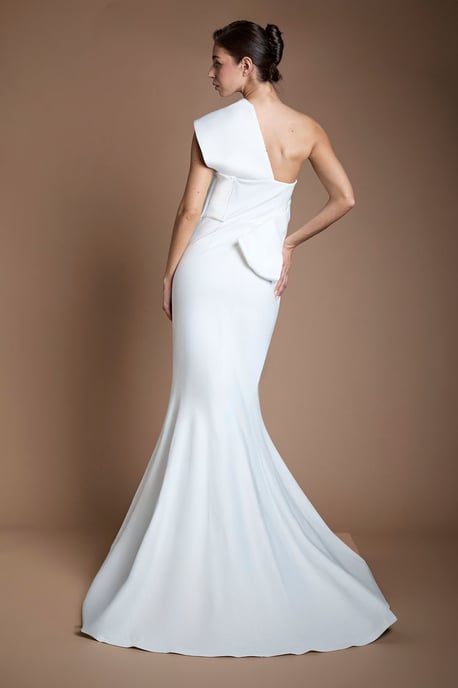 Twist Bow Back Fishtail Wedding Dress - Image 3