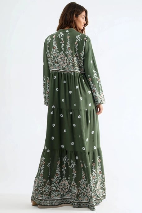 Comfort Fit Patterned Maxi Dress with V-Neck - Image 4