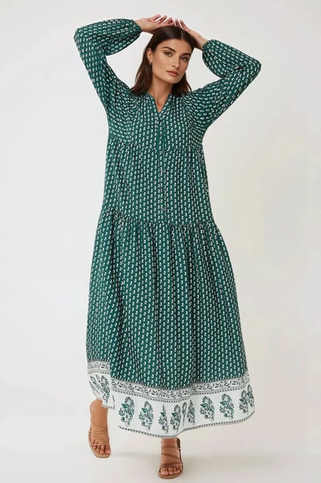 Printed V-Neck Maxi Dress - Image 3