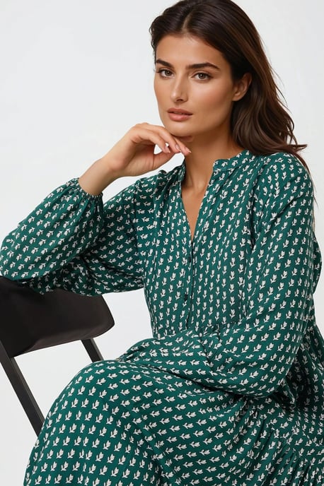 Printed V-Neck Maxi Dress - Image 5