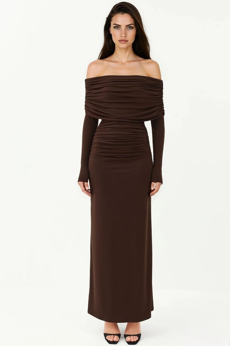 Off-Shoulder Bodycon Maxi Jurk - Image 1