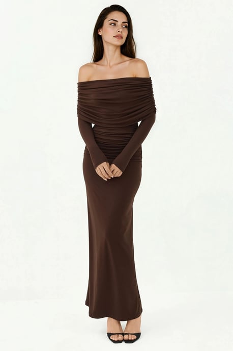 Off-Shoulder Bodycon Maxi Jurk - Image 3