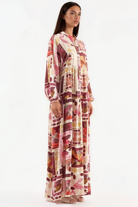 V-hals Patroon Maxi Jurk - Image 2