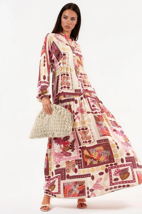 V-hals Patroon Maxi Jurk - Image 4