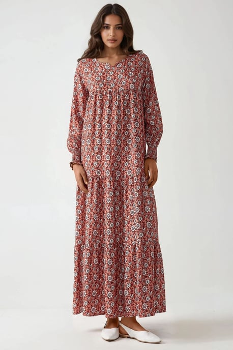 Geprinte Korte Mouw Viscose Maxi Jurk - Image 4