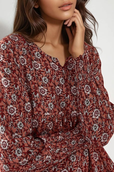 Geprinte Korte Mouw Viscose Maxi Jurk - Image 5