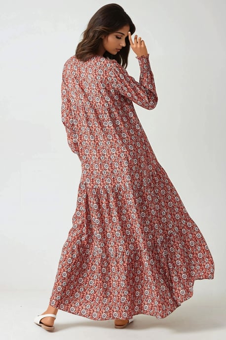 Geprinte Korte Mouw Viscose Maxi Jurk - Image 6