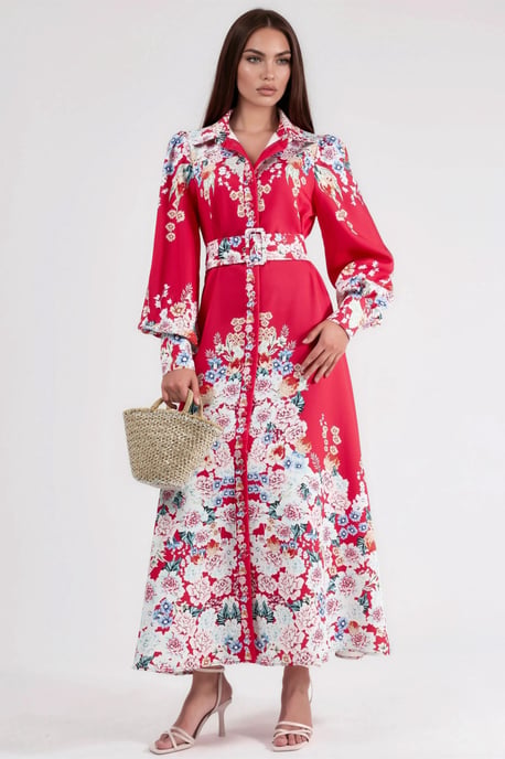 Bloemen Maxi Jurk met Knopen Sluiting - Image 3