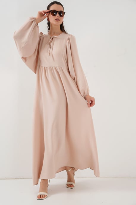 Mönstrad Maxi Klänning med Slips - Image 2