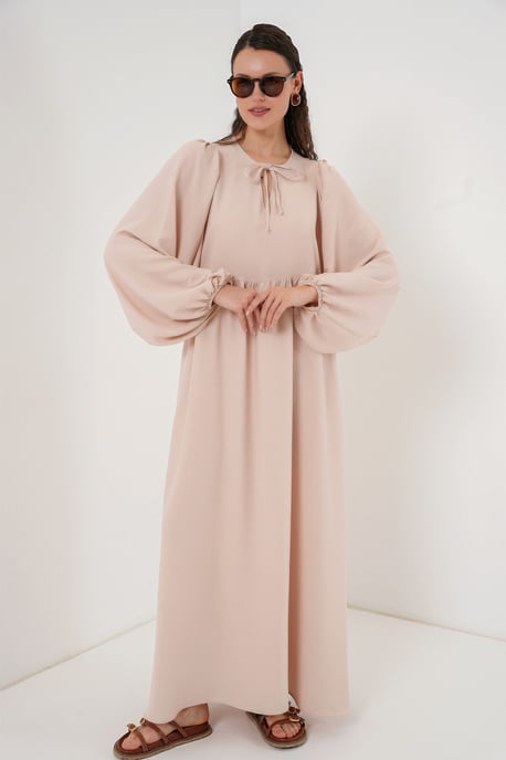 Mönstrad Maxi Klänning med Slips - Image 3