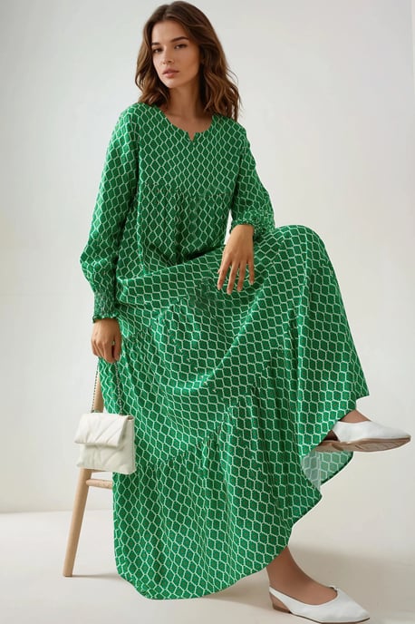 Geprinte Korte Mouw Viscose Maxi Jurk - Image 2