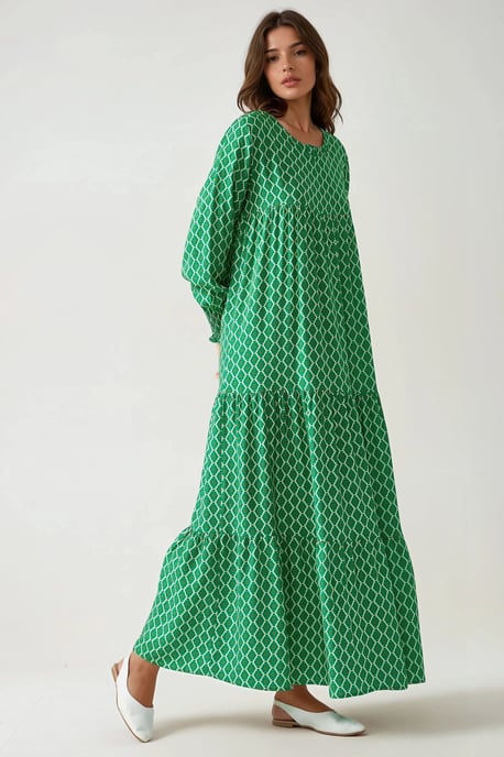 Geprinte Korte Mouw Viscose Maxi Jurk - Image 4