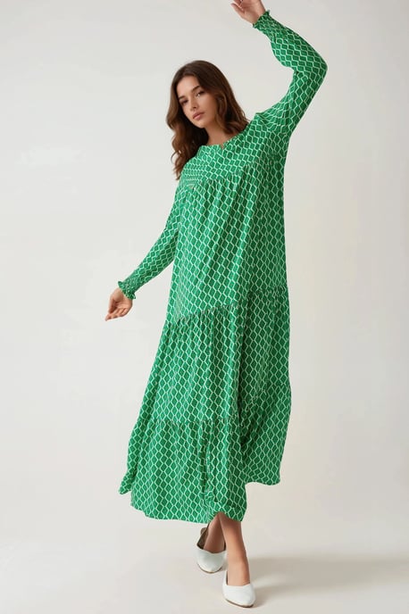 Geprinte Korte Mouw Viscose Maxi Jurk - Image 5