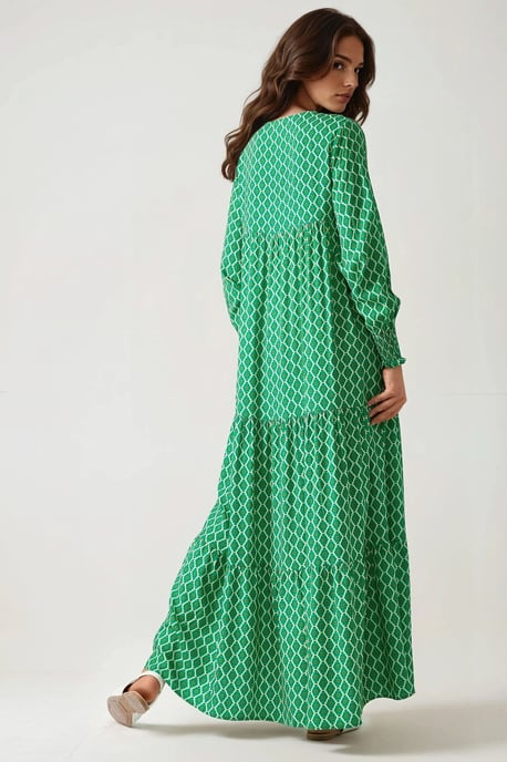 Geprinte Korte Mouw Viscose Maxi Jurk - Image 6