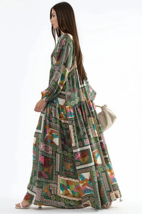 V-hals Patroon Maxi Jurk - Image 2