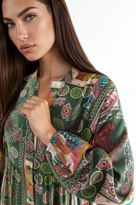 V-hals Patroon Maxi Jurk - Image 4