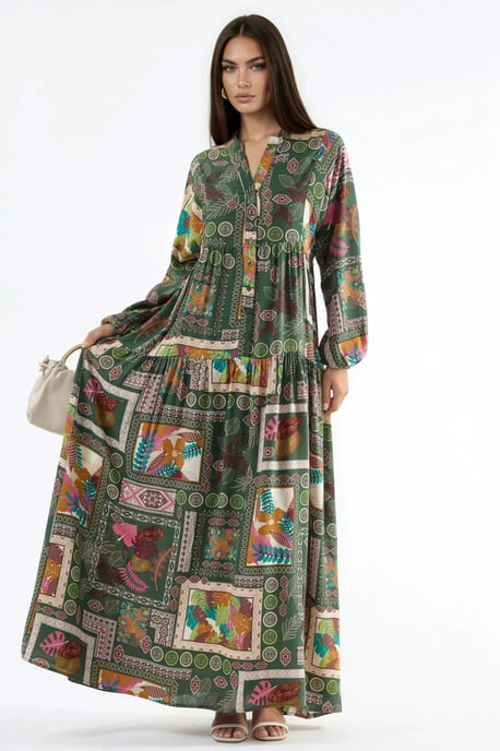 V-hals Patroon Maxi Jurk - Image 6